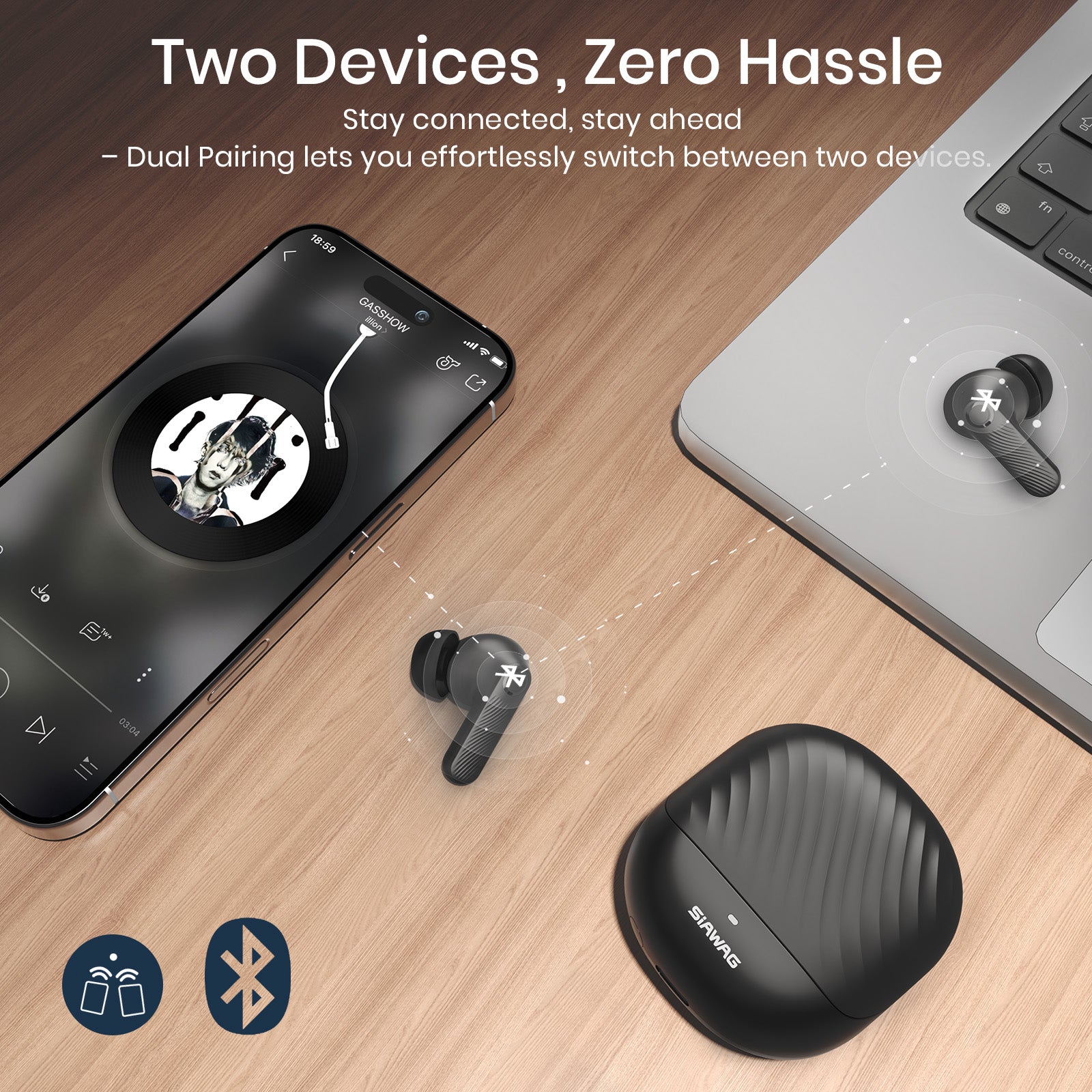 SIAWAG BTW73 | Noise Cancelling Earbuds