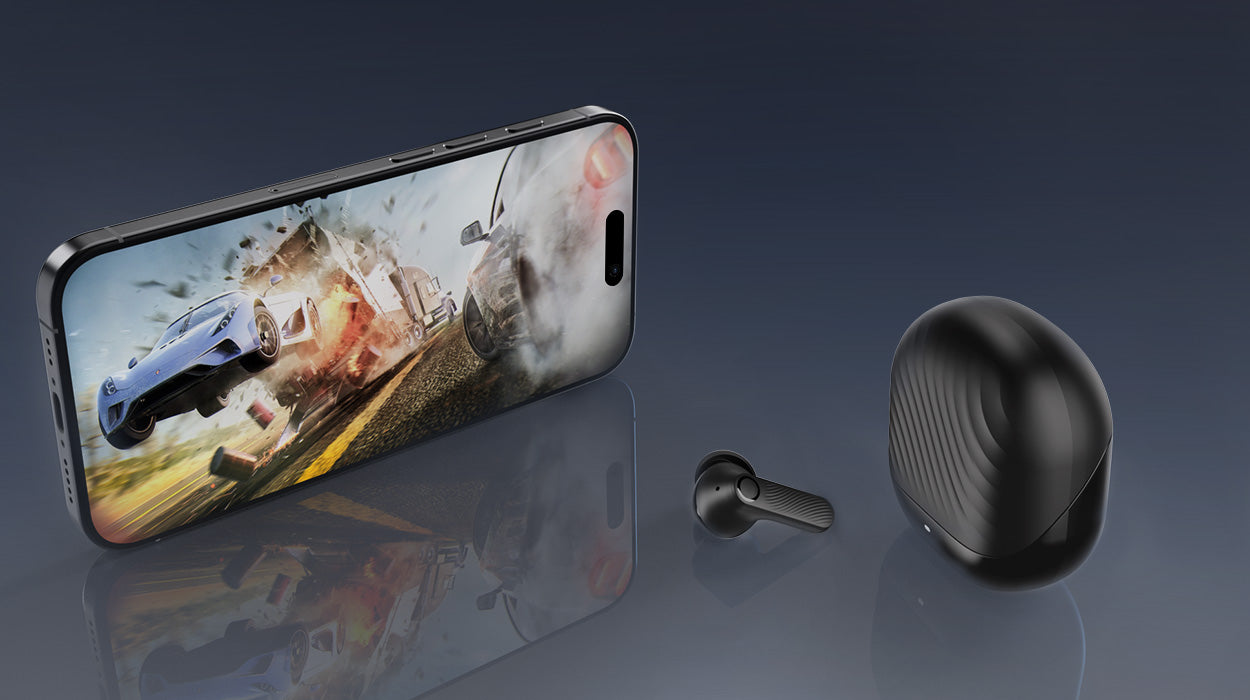 Wireless earbuds with 60ms low latency and Bluetooth 5.4, ensuring perfect audio synchronization for immediate reactions during gaming.