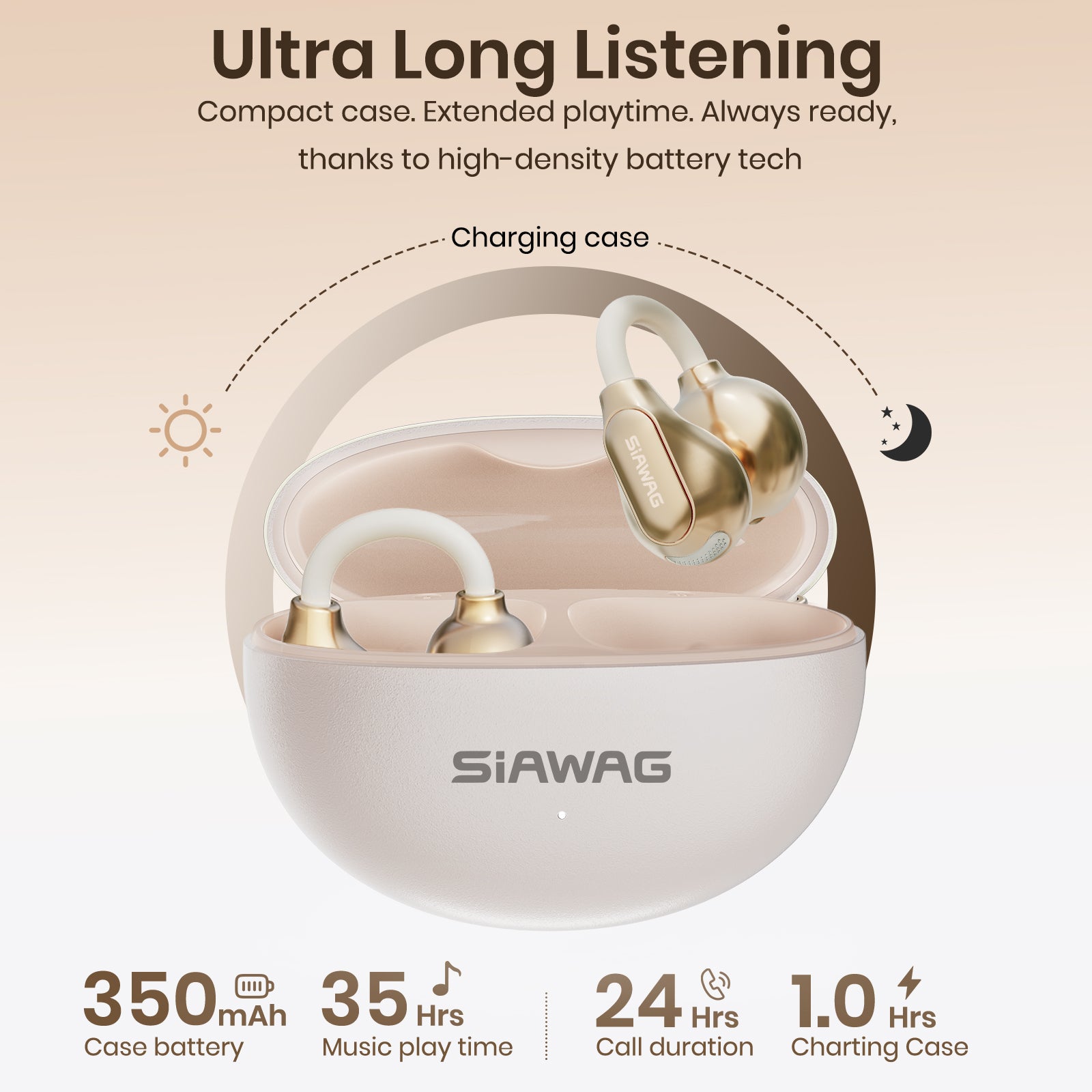 SIAWAG Clip01 | Lightweight Clip-On Earbuds with ENC