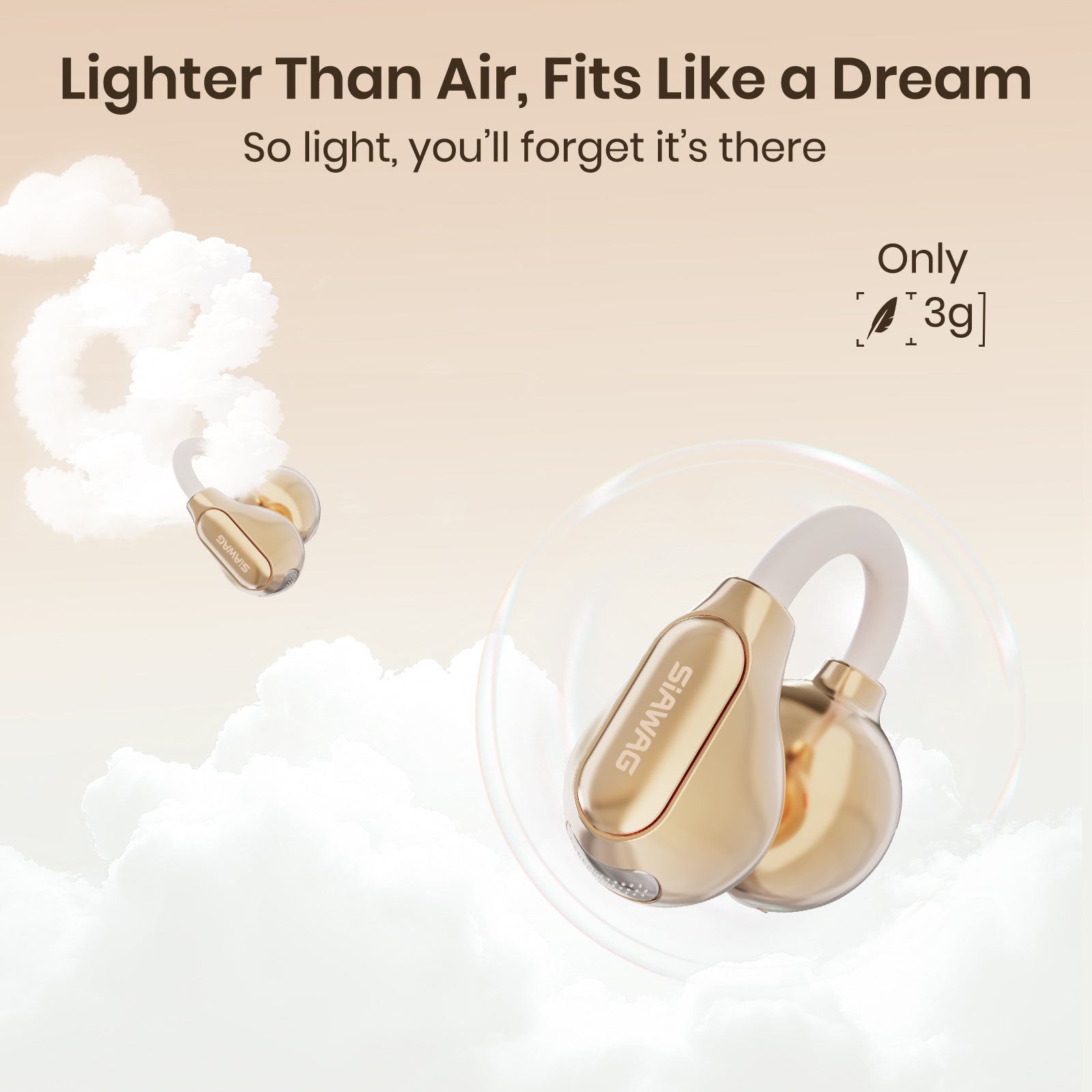 SIAWAG Clip01 | Lightweight Clip-On Earbuds with ENC