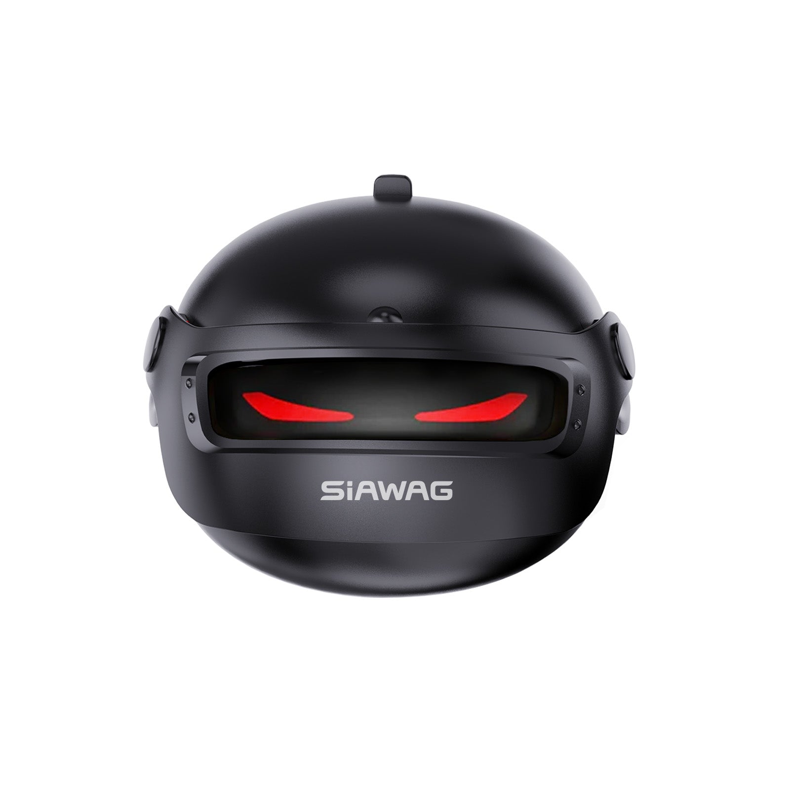 Siawag BTW46 black gaming earbuds with LED lights placed in closed charging case on white background