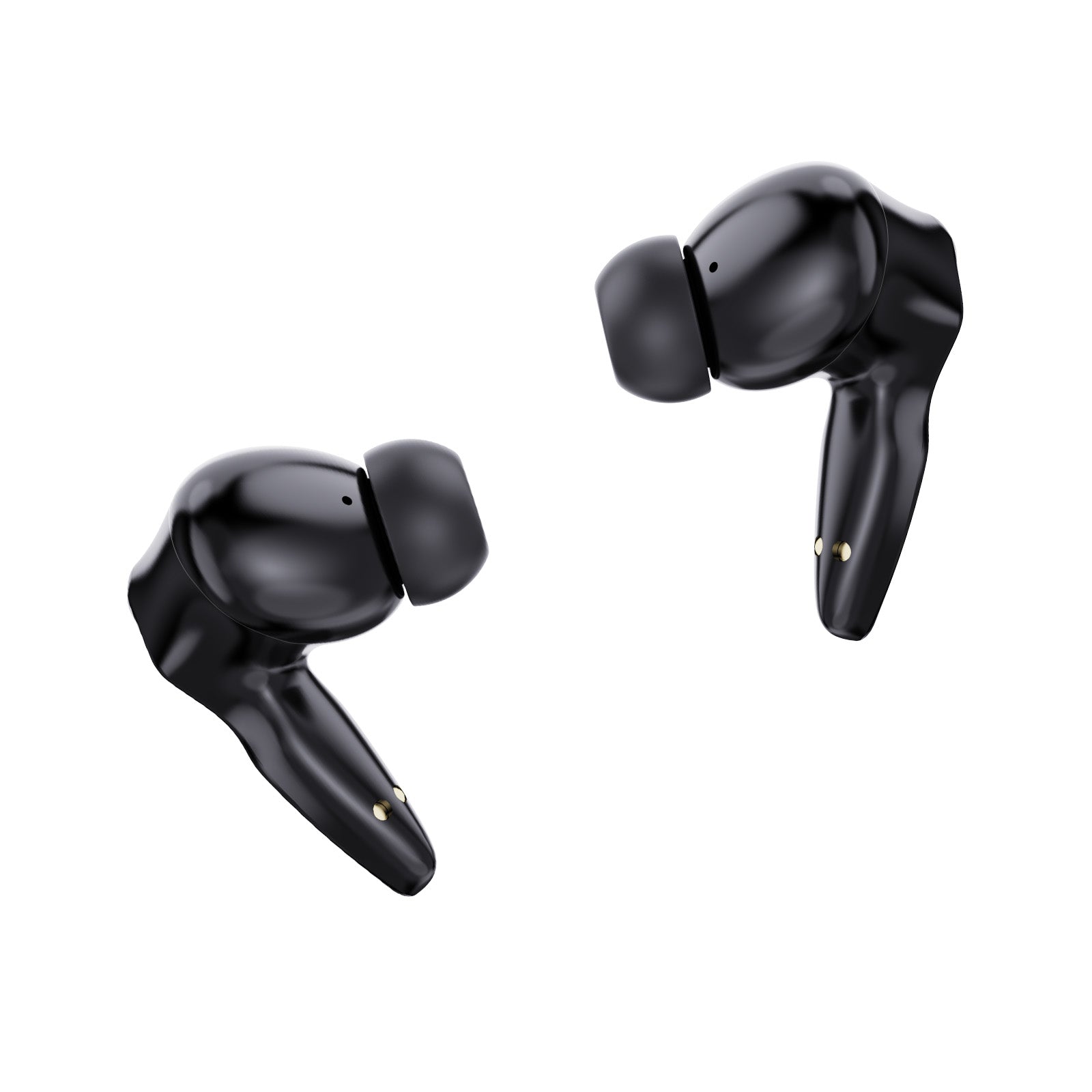 Side view of Siawag BTW46 black gaming earbuds on white background