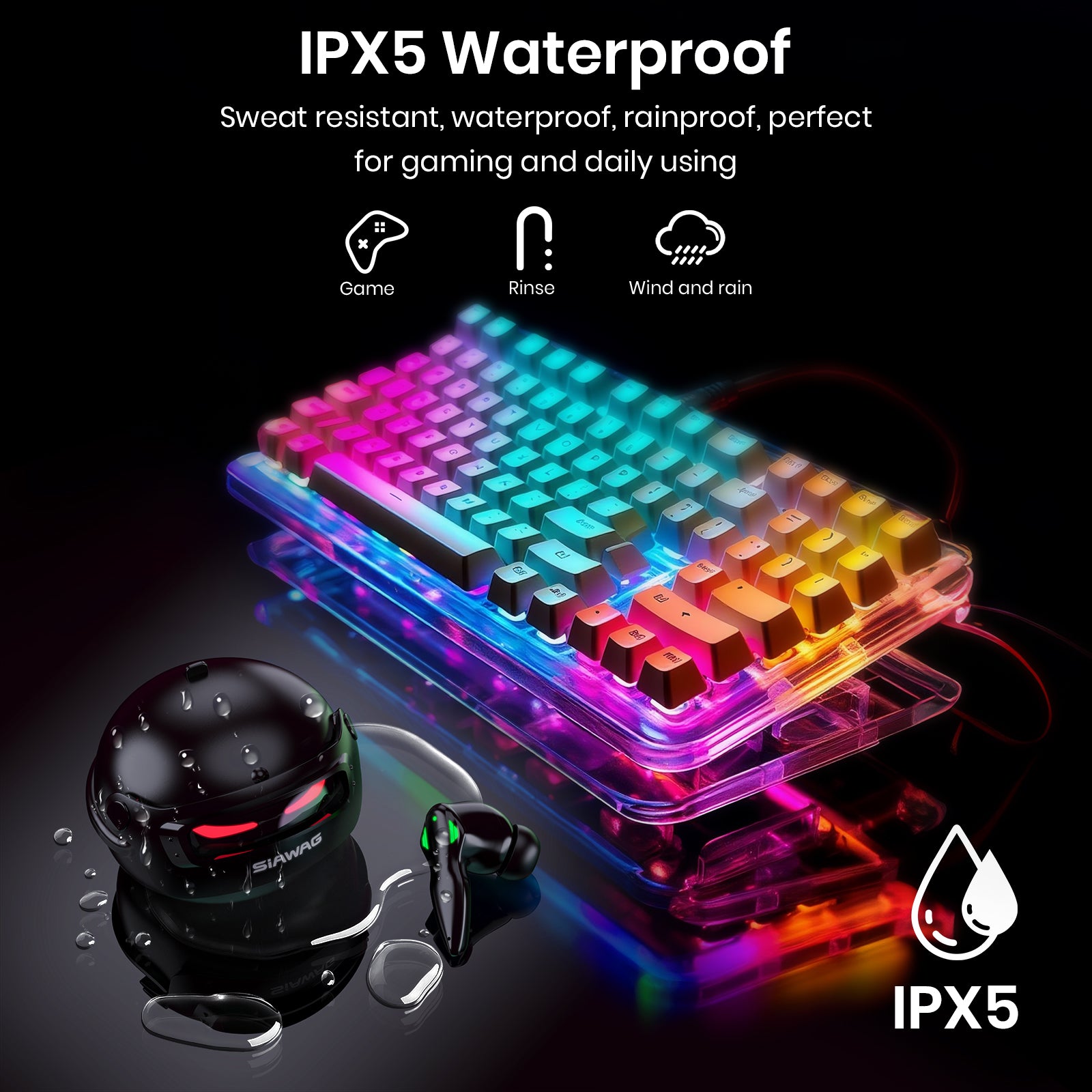 SIAWAG BTW46 | LED Gaming Earbuds