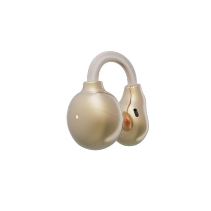 Another angle of Siawag Clip01 lightweight ENC earbuds in beige on white background